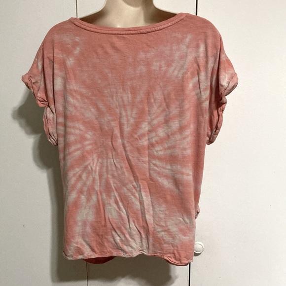 LUCKY BRAND Tie Die Pink Orange Creamsicle Swirl Twist Front Tee Womens Medium - Picture 6 of 15